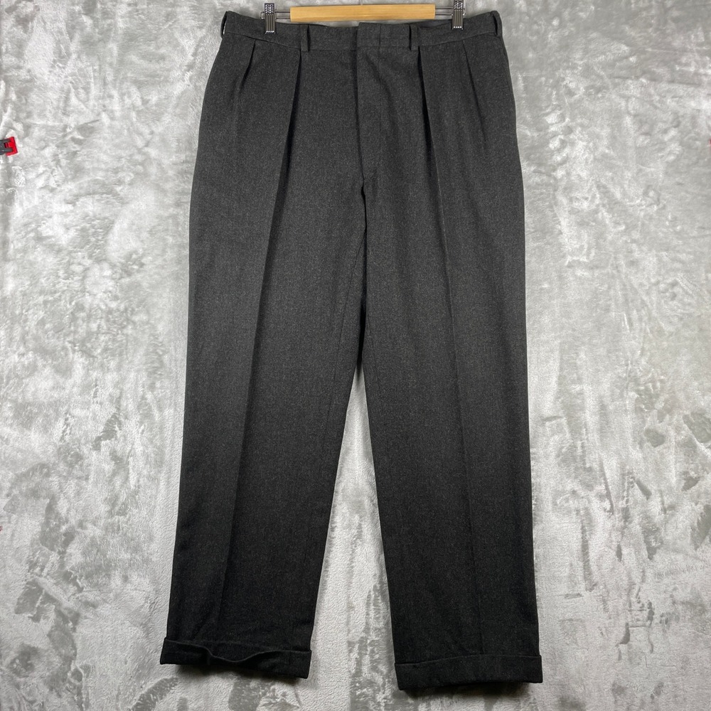 Vtg Polo Ralph Lauren Pants Men 36x31 Grey Double Pleated Wool 1980s USA Made